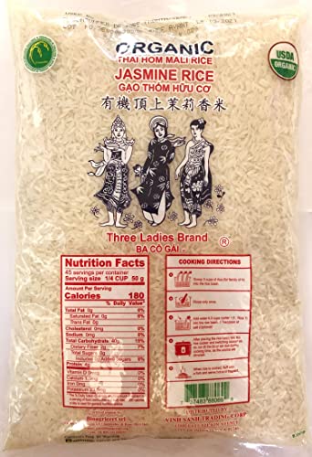 Three Ladies - Thai Long Grain Jasmine Rice 5 Pounds, Product of Thailand