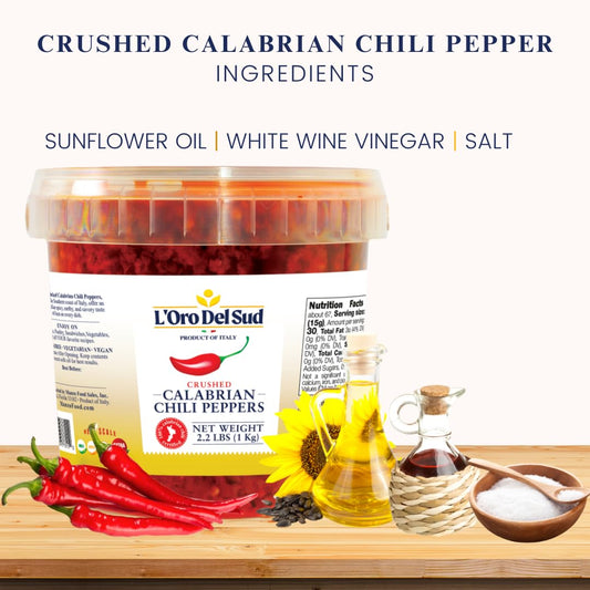 L’Oro Del Sud, Crushed Calabrian Chili Peppers, 2.2 lb (1 kg)