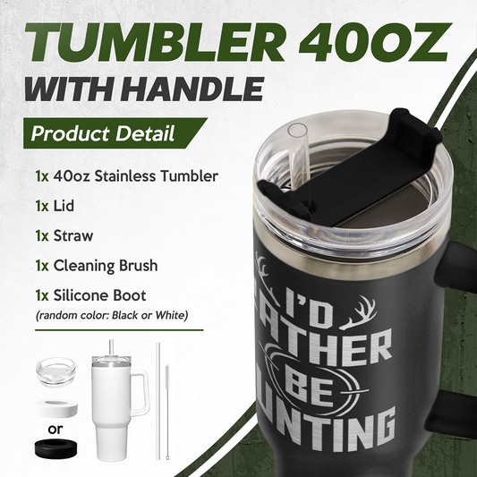 Black Hunting Quencher Tumbler with Handle 40oz