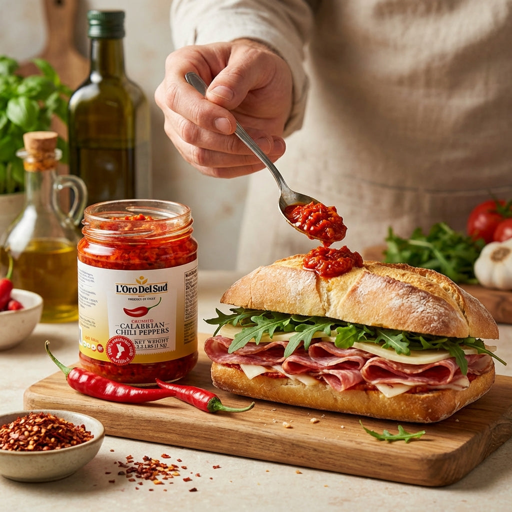 L'Oro Del Sud, Sliced Calabrian Chili Peppers, 9.8 oz (280 g)