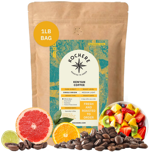 Kochere Coffee Kenyan Nyeri Embu AB Medium-Light Roast - Fruity, Balanced, Bright Cup
