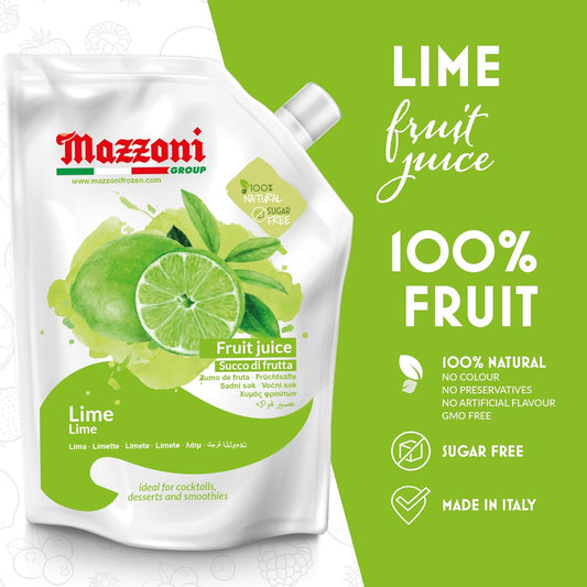 Mazzoni Lime Juice Puree, 100% Pure Lime, No Sugar Added, 1 kg (2.2 lb)