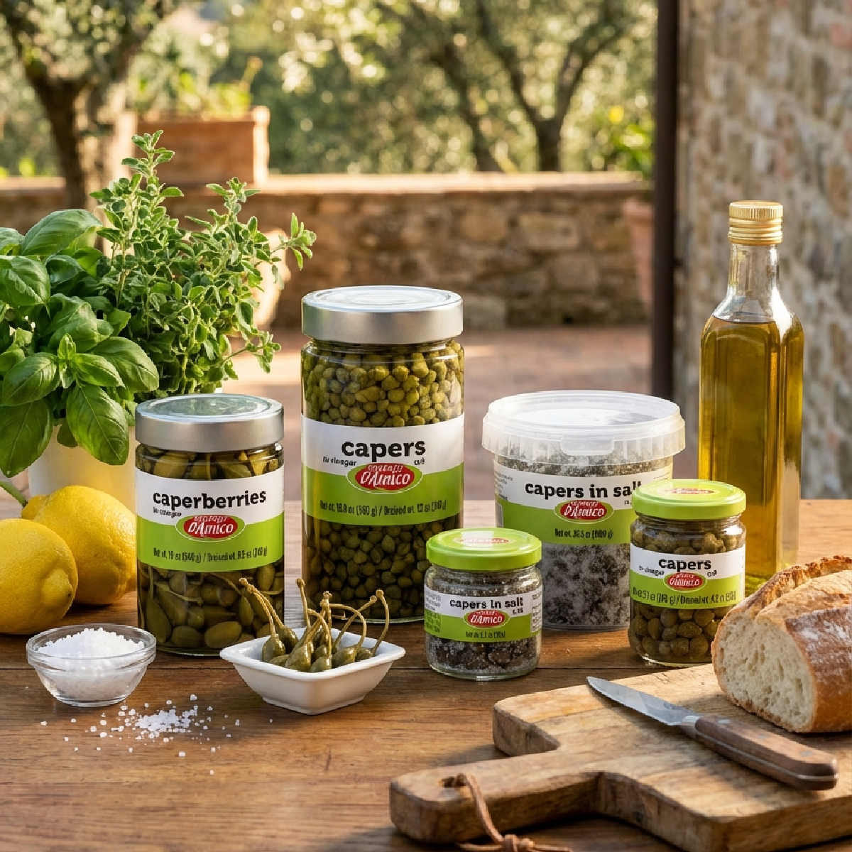Fratelli D'Amico, Capers in Salt, no, #10 2.5oz, (70g)