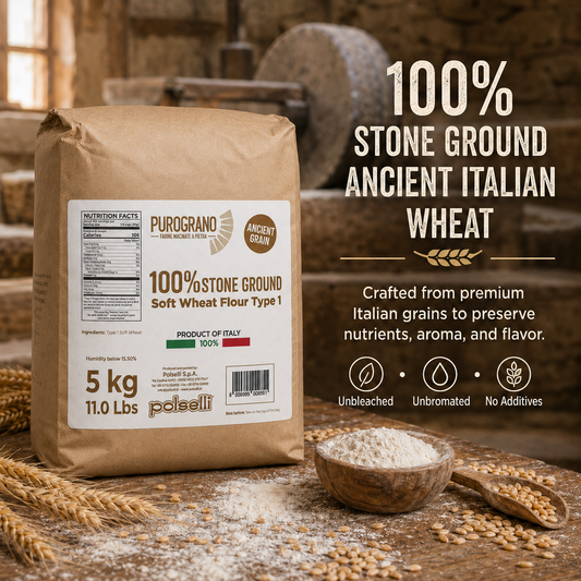 Polselli PuroGrano, Soft Wheat Flour Type 1 – 5kg (11 lb)