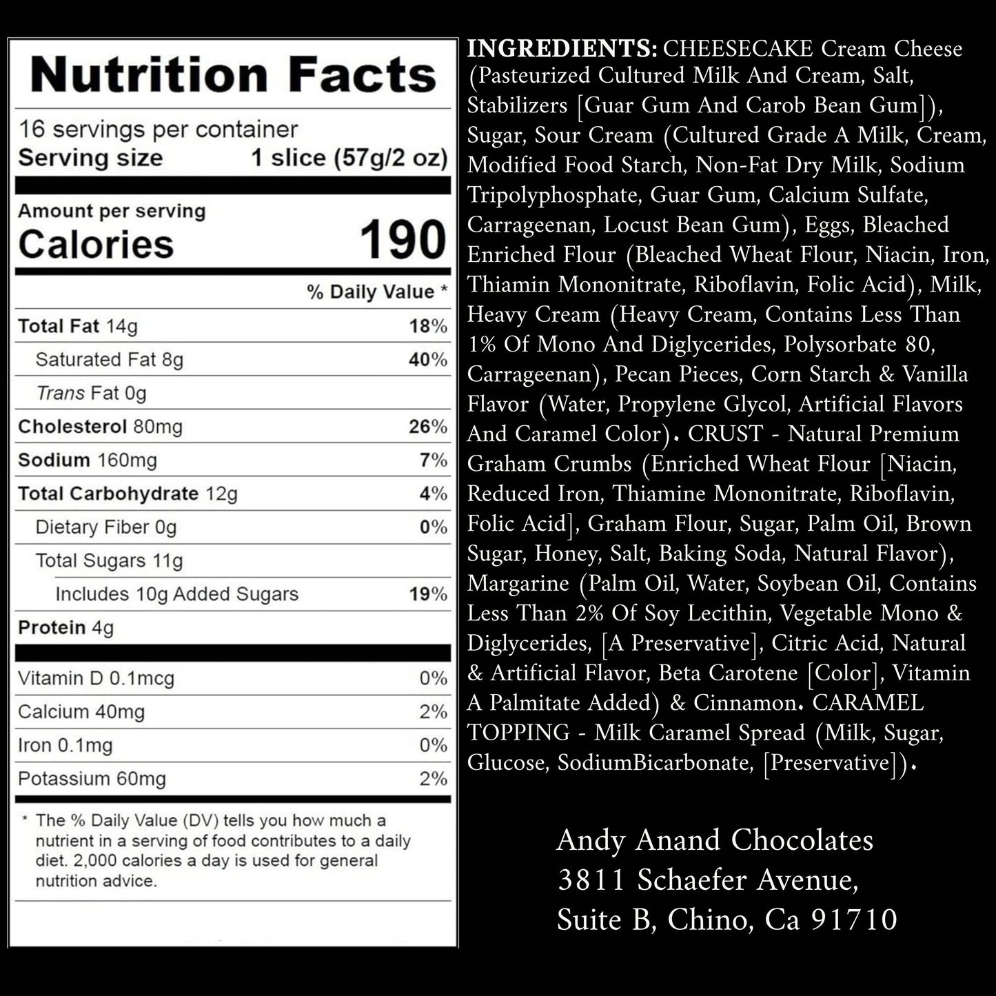 Andy Anand Turtle Cheesecake, 9-Inch, 2 lb – Caramel, Chocolate Chips & Nuts, California Cream Cheese, No Preservatives, Birthday Gift Box