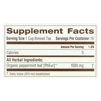 Organic Peppermint Herbal Tea, Caffeine-Free, 6x16 Bags
