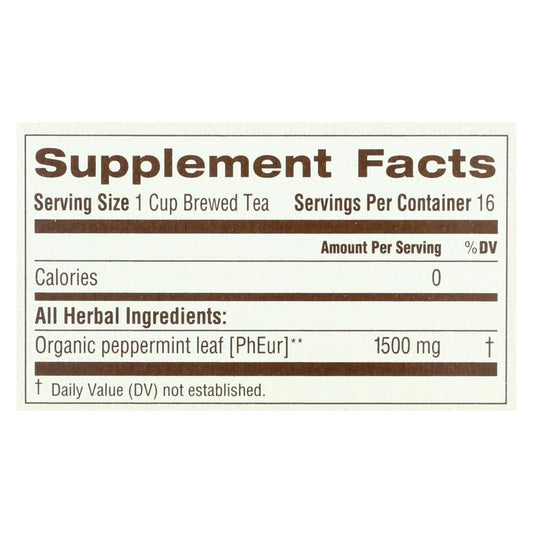 Organic Peppermint Herbal Tea, Caffeine-Free, 6x16 Bags