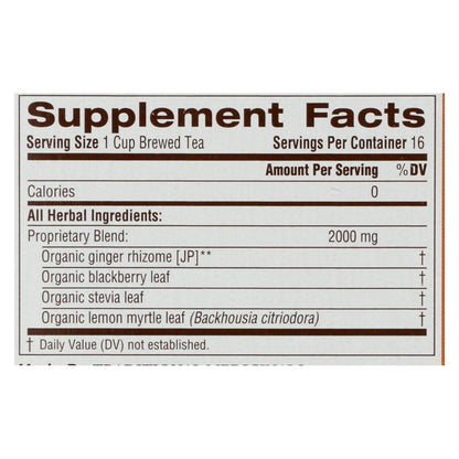 Organic Ginger Aid Herbal Tea - 16 Bags, Case of 6