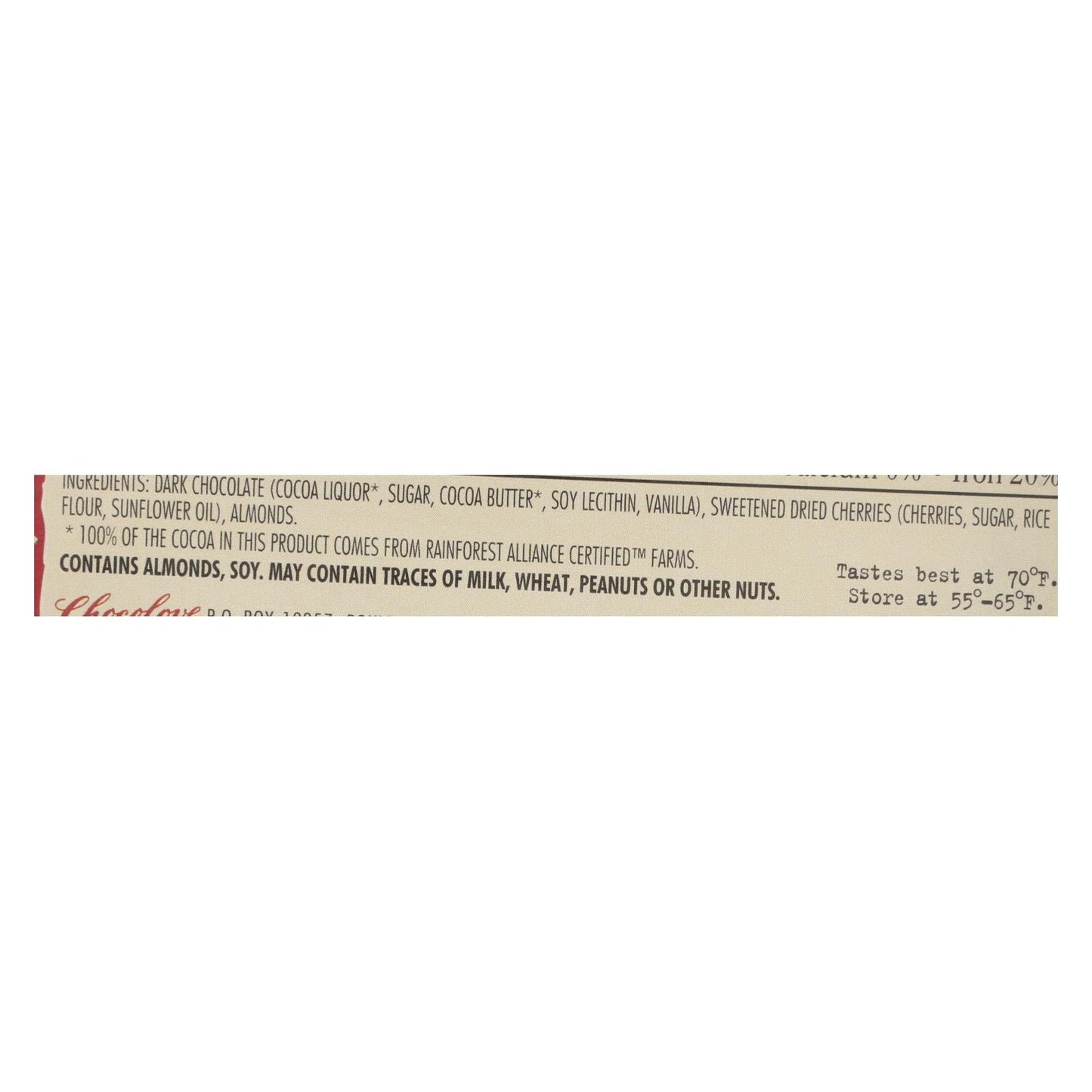 Chocolove Xoxox Dark Chocolate Cherry Almond Bars - 12 Pack