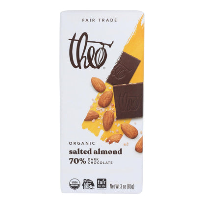Theo Organic Dark Chocolate Bars - Salted Almond - 12 Pack
