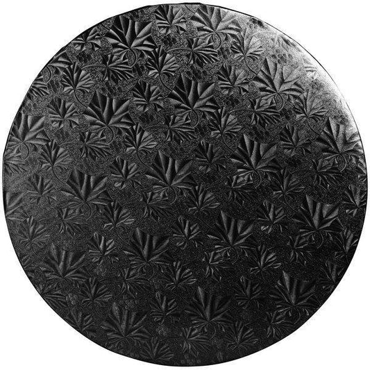 Cake Board - 8" Rd Black Wrap - (Foldunder)