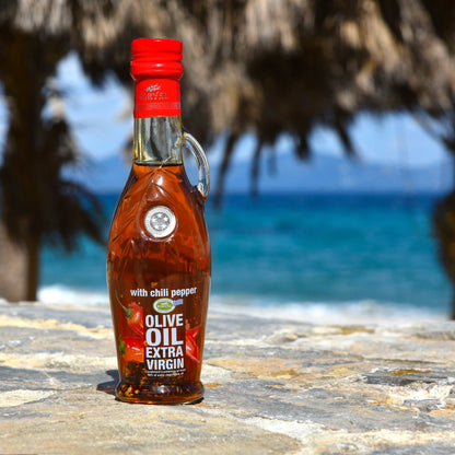 KORVEL Greek Extra Virgin Olive Oil with Chili Pepper - 8.45 fl oz