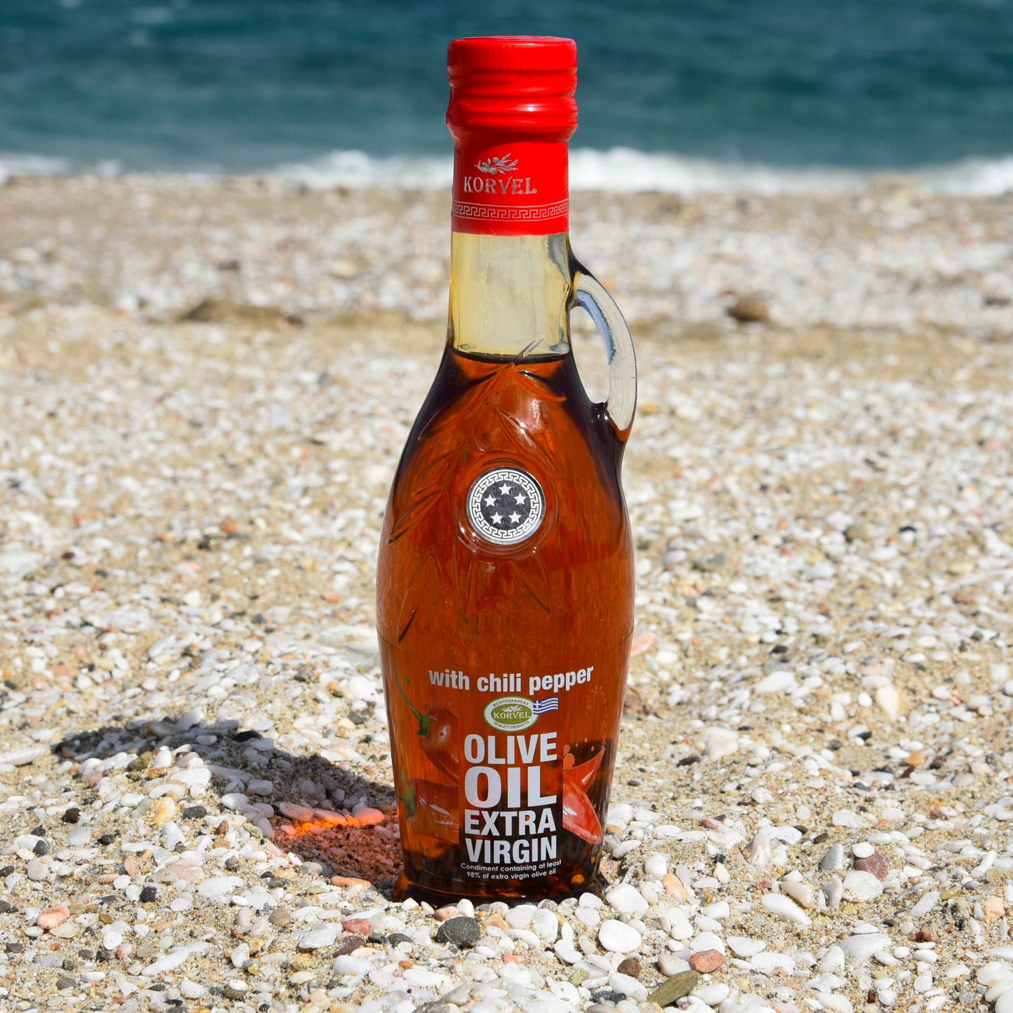 KORVEL Greek Extra Virgin Olive Oil with Chili Pepper - 8.45 fl oz