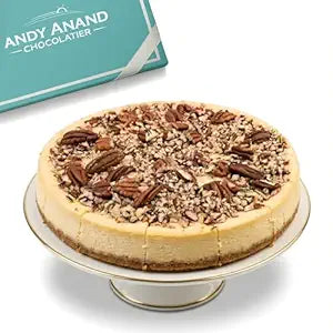 Andy Anand Sugar-Free Caramel Pecan Cheesecake, 9-Inch, 2.8 lb – Diabetic-Friendly, Fresh California Cream Cheese, All-Natural Gift Box