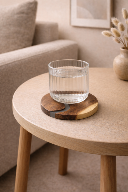 Ibiza Teak Wood & Resin Coaster Set – 4 Piece