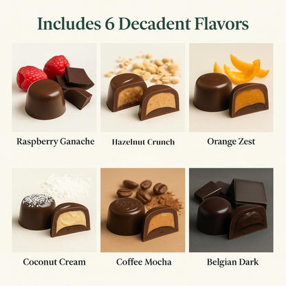 Andy Anand Sugar-Free Belgian Chocolate Truffles, 24 pc, 60% Cacao – Espresso, Hazelnut, Strawberry, Coconut, Cherry & Orange, Keto Gift