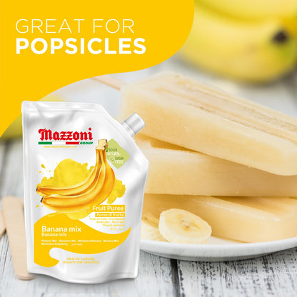 Mazzoni Banana Fruit Puree, 100% Fruit, No Sugar Added 1 kg (2.2 lb)