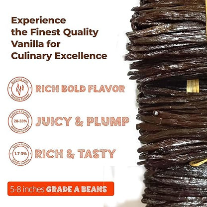 Grade A Vanilla Beans (25 Pack) Baking & Extract Use