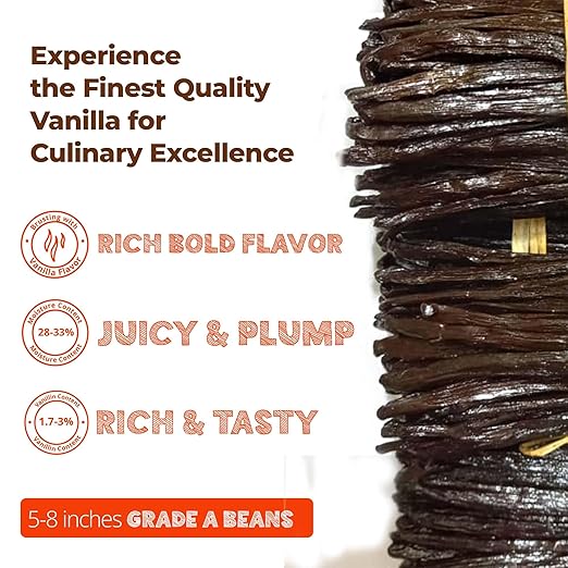 Grade A Vanilla Beans (25 Pack) Baking & Extract Use