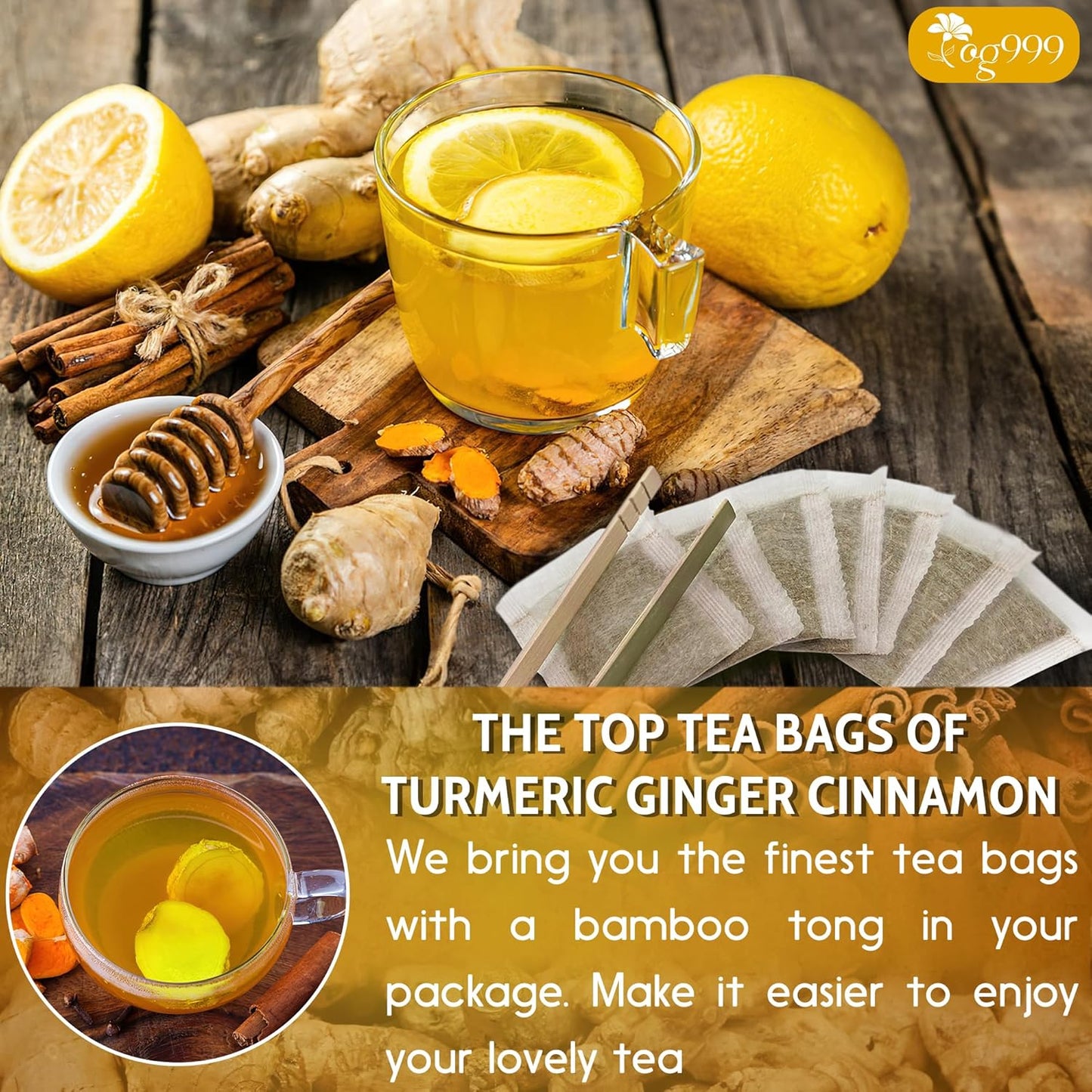 FreshDrinkUS Anti-Inflammatory Superfood Duo, Turmeric Ginger Cinnamon & Moringa Leaf Herbal Tea Bags, 100% Natural & Pure Roots and Leaves, Eco-Conscious Tea Bags, No Sugar, No Caffeine, No Gluten, Vegan – Herbal Beverage