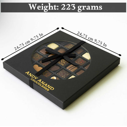 Andy Anand Gourmet Belgian Chocolate Bonbons Gift Box, 25 pc – Assorted Bon Bon Collection, European Craftsmanship, Birthday & Holiday Gift