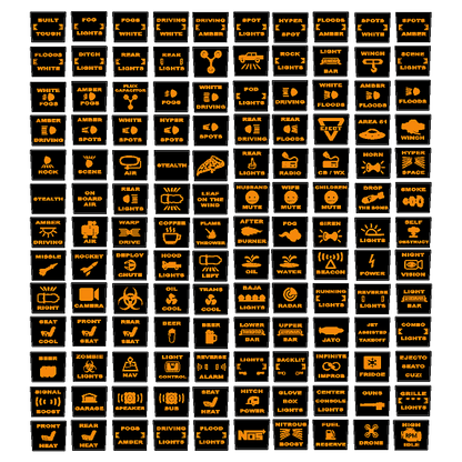 Printed Series Auxiliary Switch Labels (Upfitter) - 2017-2020 F-150 Raptor, 2017-2022 F-250 / F-350 Super Duty / 2024+ Grenadier