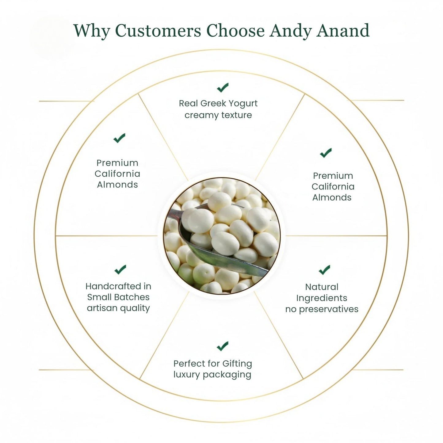 Andy Anand Greek Yogurt Covered Almonds, 1 lb – Sweet Creamy Coated Crunchy Nut Snack, Gourmet Gift for Birthday & Special Occasions