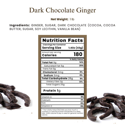 Andy Anand Dark Chocolate Covered Fresh Ginger, 1 lb – Belgian Dark Chocolate, Bold Sweet & Spicy Flavor, Gourmet Handcrafted Holiday Gift