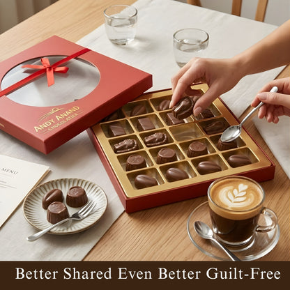 Andy Anand Luxurious Dark Chocolate Truffles Gift Box, 24 pc – Handmade Gourmet Assorted Flavors, Perfect for Indulgence, Birthday & Holiday