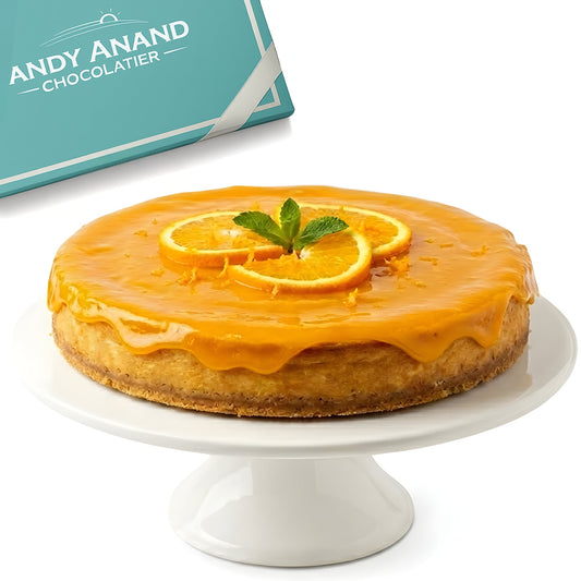 Andy Anand Gluten-Free Orange Cheesecake, 9-Inch, 2 lb – Freshly Baked, Real California Cream Cheese, No Preservatives, Birthday Gift Box