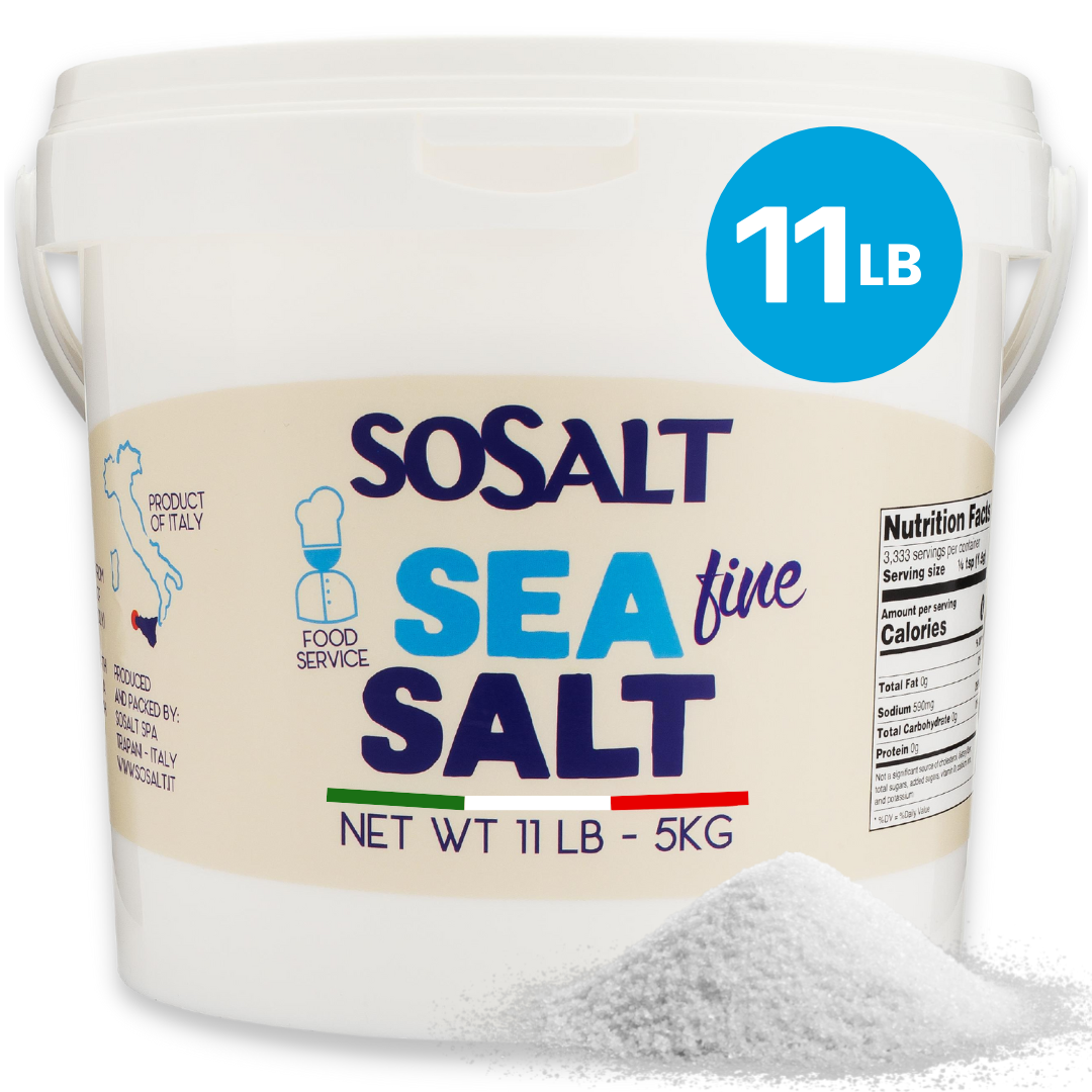 SoSalt Fine Sea Salt from Sicily | Foodservice Bucket 5 kg (11 lb) | Kosher, All Natural Mediterranean Sea Salt