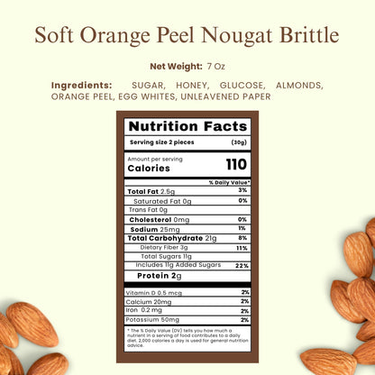 Andy Anand Orange Peel Soft Turron Nougat, 7 oz – Spanish Wildflower Honey, Gluten-Free, Artisan European Candy, Birthday & Holiday Gift Box