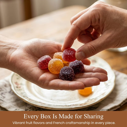 Andy Anand French Pates de Fruits Fruit Jellies, 65% Fruit, 24 pc – Imported French Confection, Natural Fruit Flavors, Gourmet Birthday & Holiday Gift