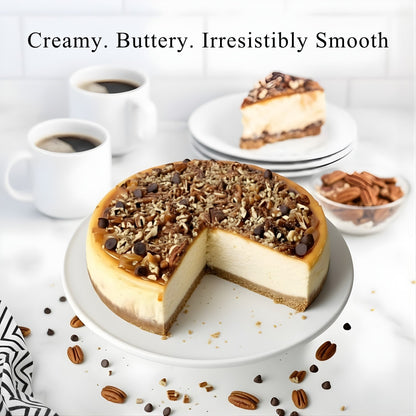 Andy Anand Turtle Cheesecake, 9-Inch, 2 lb – Caramel, Chocolate Chips & Nuts, California Cream Cheese, No Preservatives, Birthday Gift Box