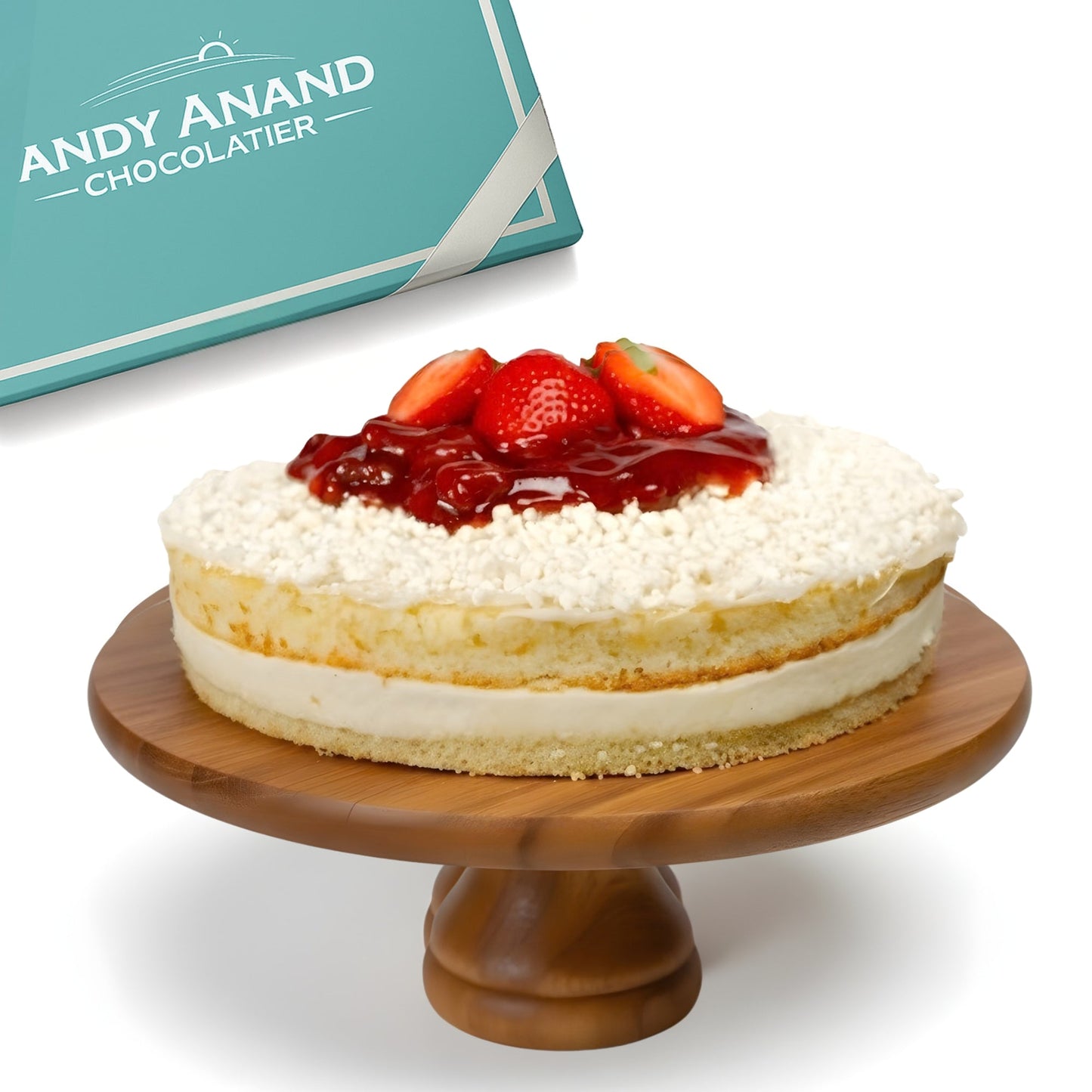 Andy Anand Sugar-Free White Chocolate Strawberry Cake, 2.5 lb – Keto & Diabetic-Friendly, Real Strawberries, Creamy White Chocolate Gift