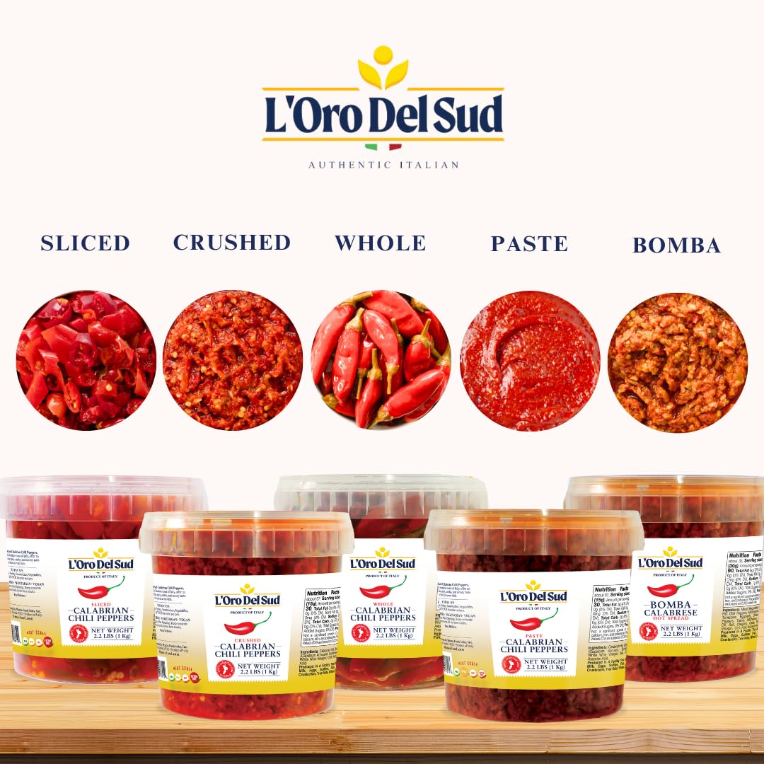 L’Oro Del Sud, Crushed Calabrian Chili Peppers, 2.2 lb (1 kg)