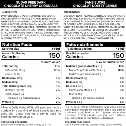 Andy Anand Sugar-Free Dark Chocolate Cherry Cordials, 48 pc – Plant-Based, Liquid Center, Diabetic-Friendly, Vegan Chocolate Birthday Gift