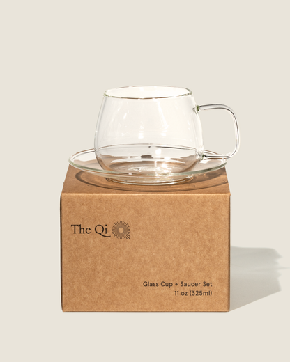 Glass cups & saucers (2)