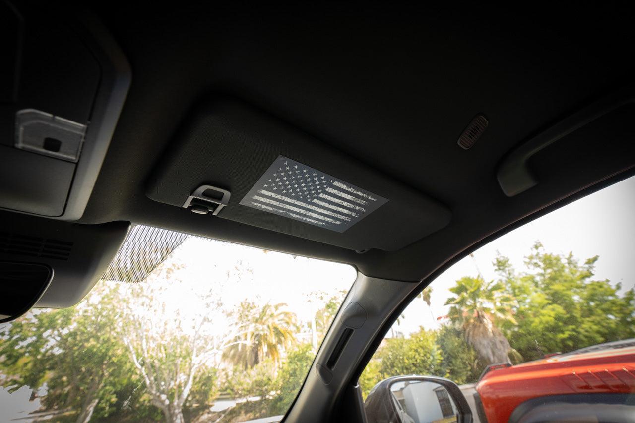 Sun Visor Airbag Label Distressed American Flag Overlays - 2024+ Tacoma