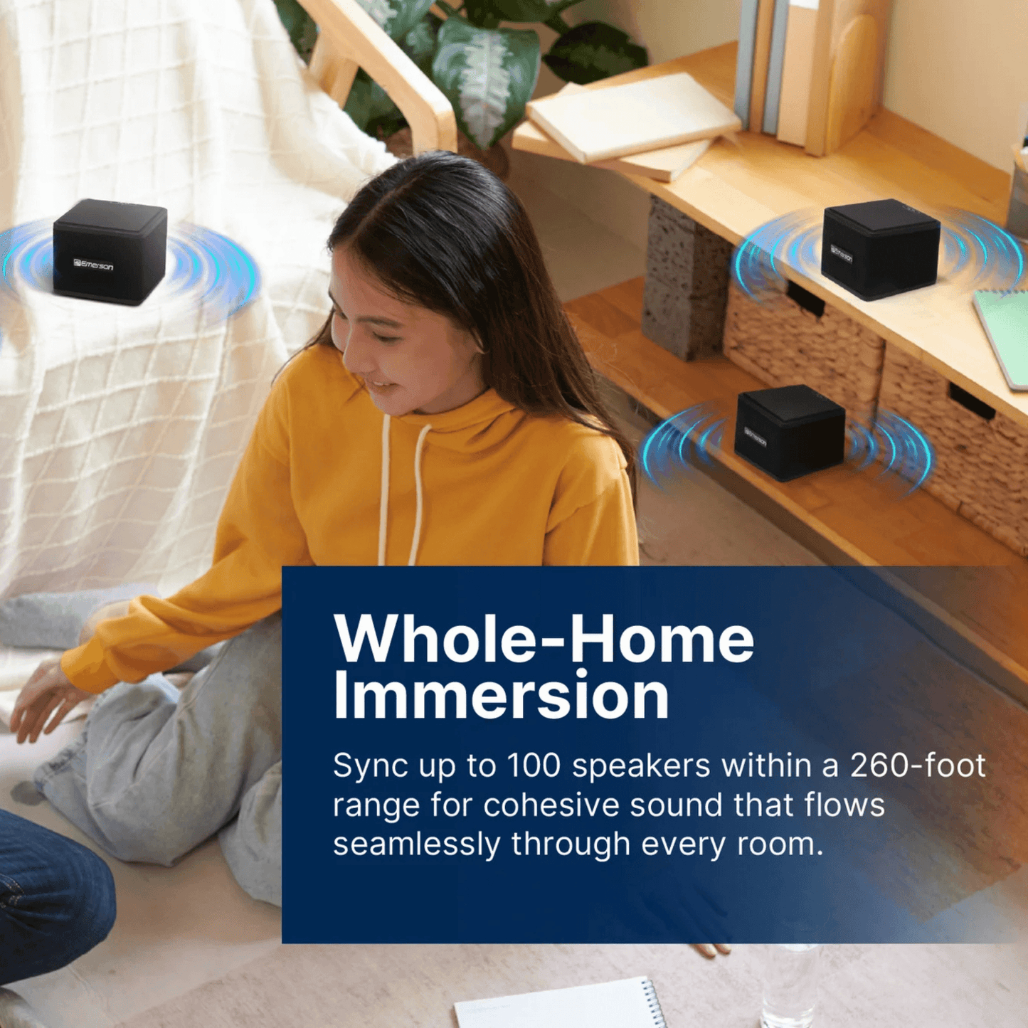 Emerson 1-Pair Instant Connect Sound Blox Wireless Magnetic Stackable Speakers