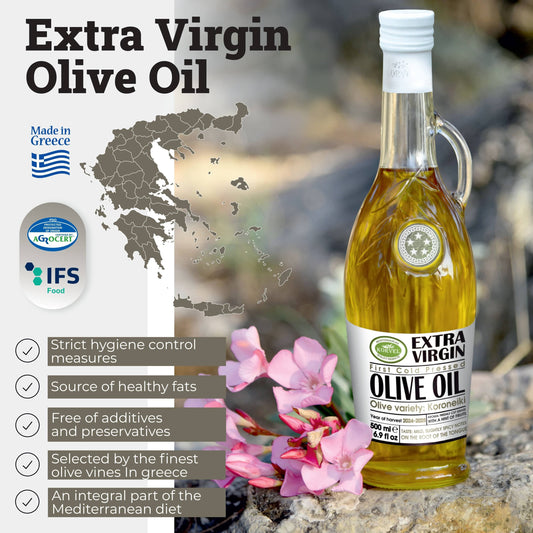 KORVEL Greek Extra Virgin Olive Oil - 16.9 fl oz (500ml) - 2 Pack