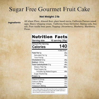 Andy Anand Sugar Free Fruit Cake, 9-Inch, 2.8 lb – Keto-Friendly, Low-Carb, Diabetic-Friendly, Gourmet Birthday & Holiday Gift Box
