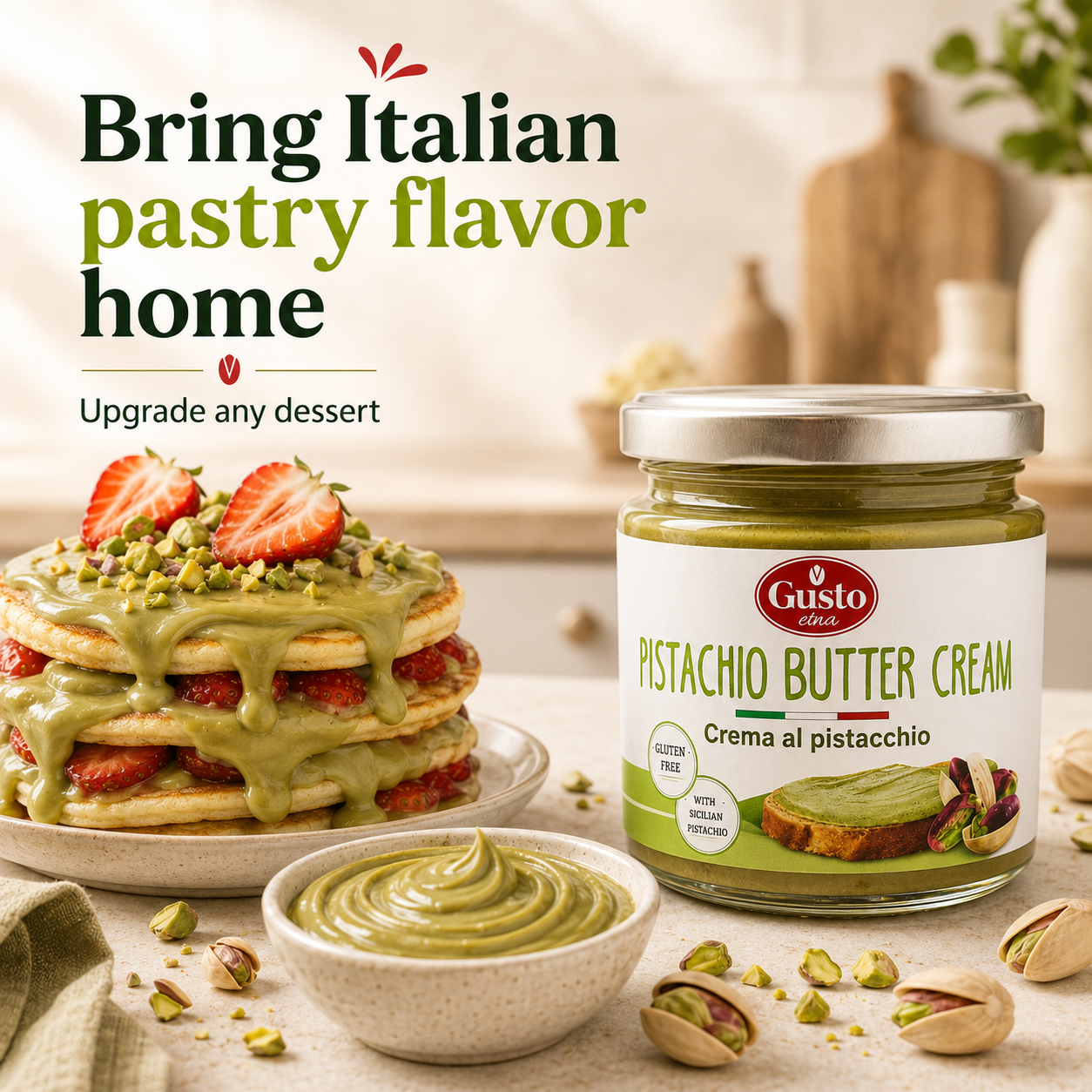 Gusto Etna Sicilian Pistachio Cream Spread (35% Pistachio) – 190g / 6.7 oz