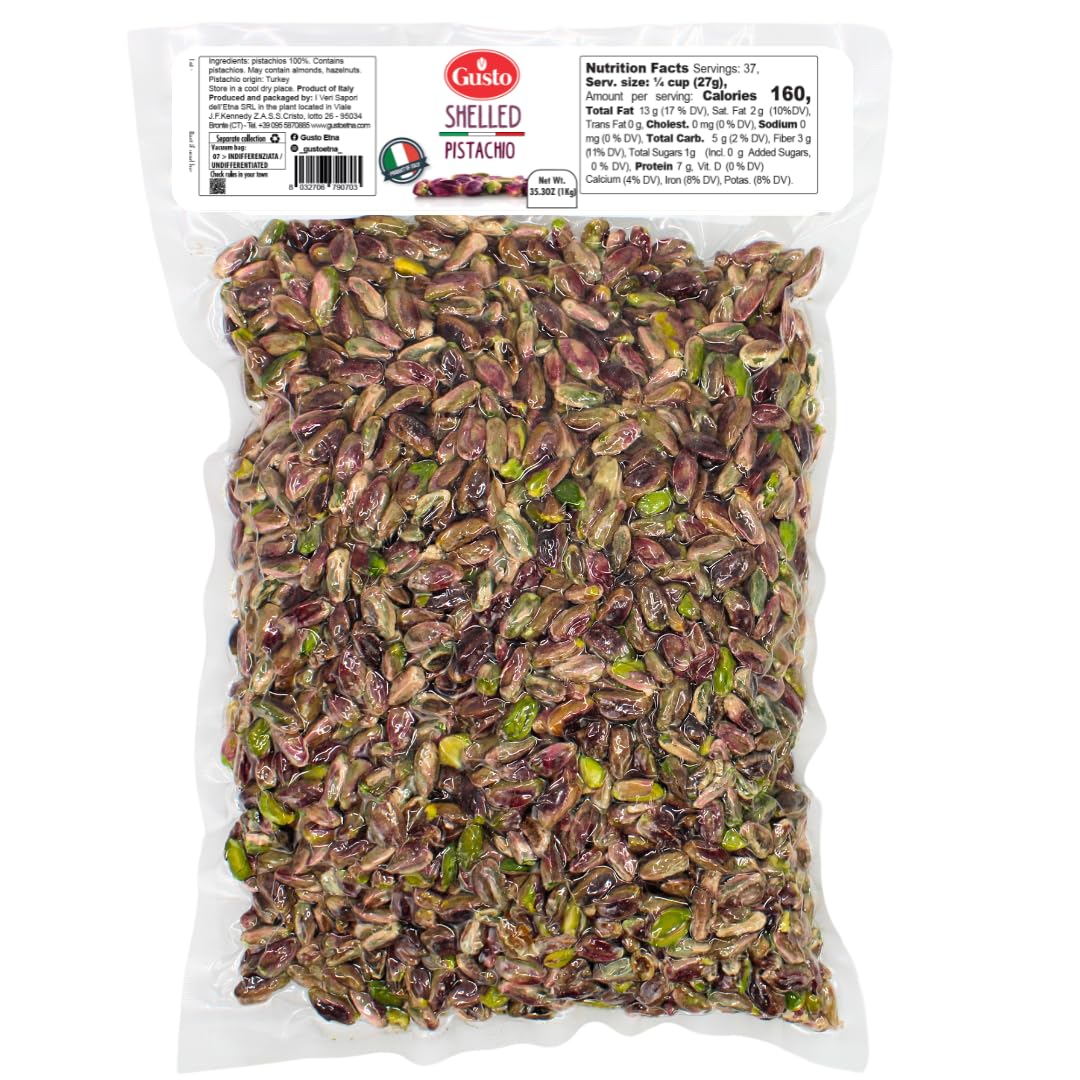 Gusto Etna Sicilian Raw Pistachios – 1kg / 2.2 lb Bulk
