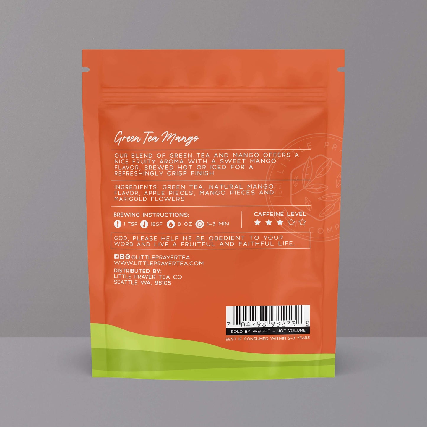Bible Verse Tea "Serve The Lord" Green Tea With Mango