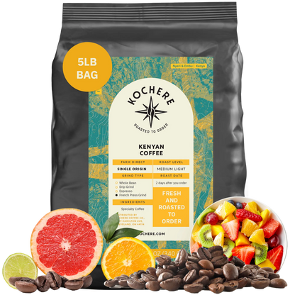Kochere Coffee Kenyan Nyeri Embu AB Medium-Light Roast - Fruity, Balanced, Bright Cup