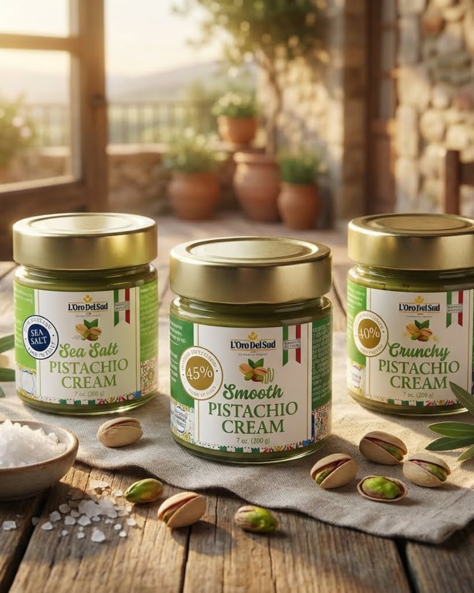 LOro Del Sud, Crunchy Pistachio Cream Premium 40% Pistachios, 7oz (200g)