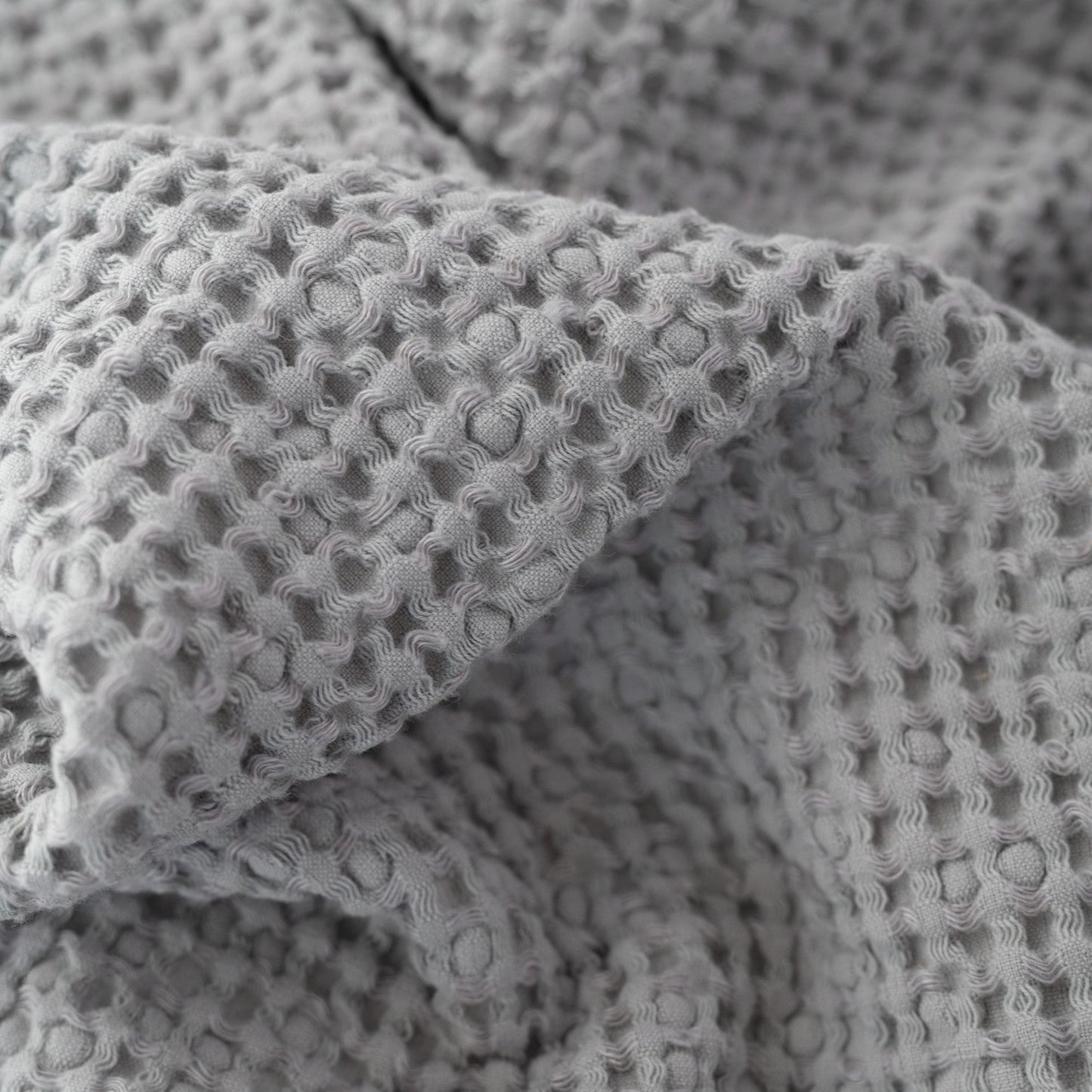 Linen Tales Light Grey Linen & Cotton Honeycomb Waffle Towel Set