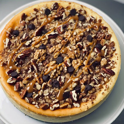 Andy Anand Turtle Cheesecake, 9-Inch, 2 lb – Caramel, Chocolate Chips & Nuts, California Cream Cheese, No Preservatives, Birthday Gift Box