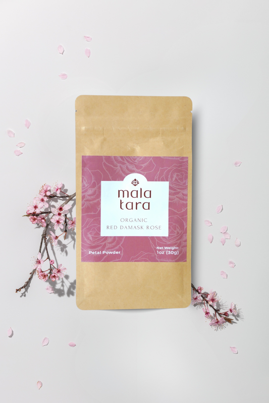 Red Damask Rose Petal Powder Pouch
